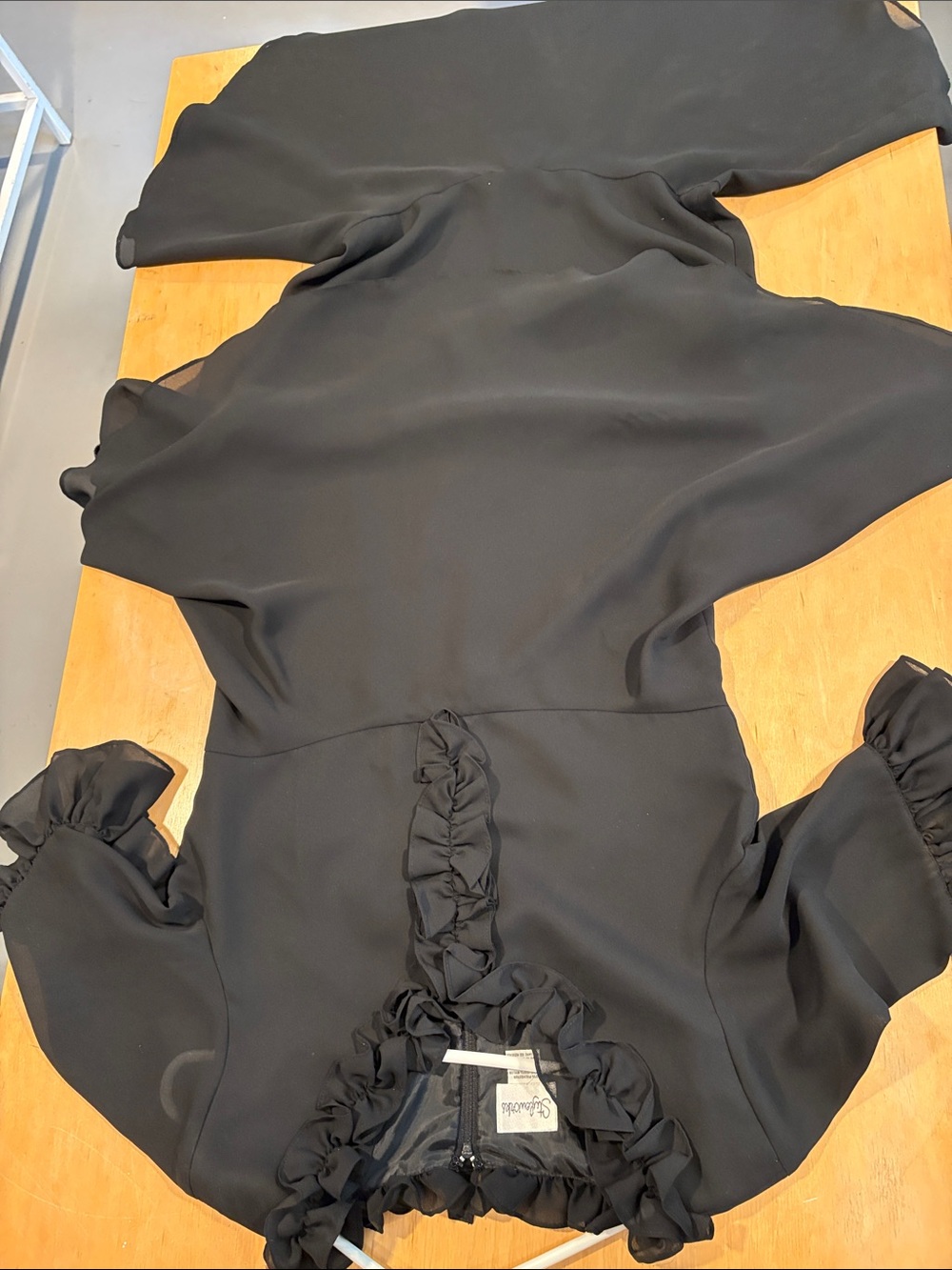 Vintage Dress ~ Double Ruffle-Trim Black Long Dress unique style